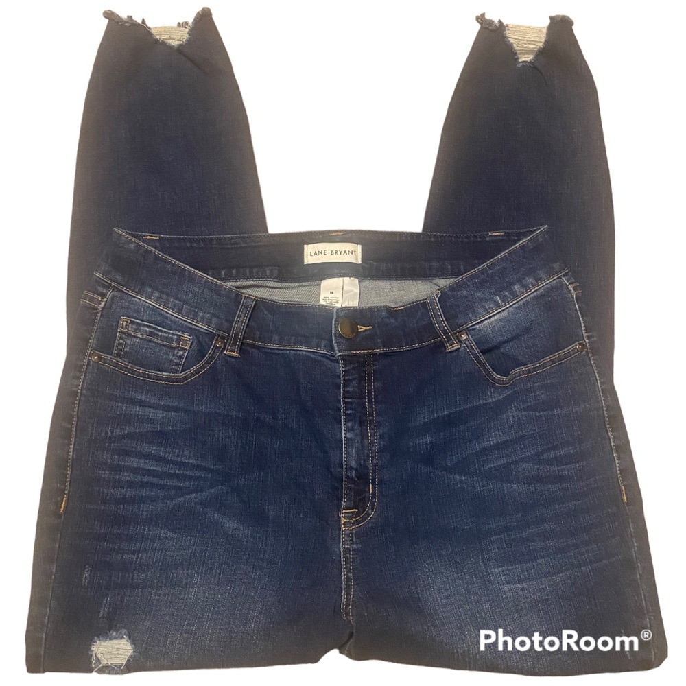 Lane Bryant high rise distressed skinny jeans